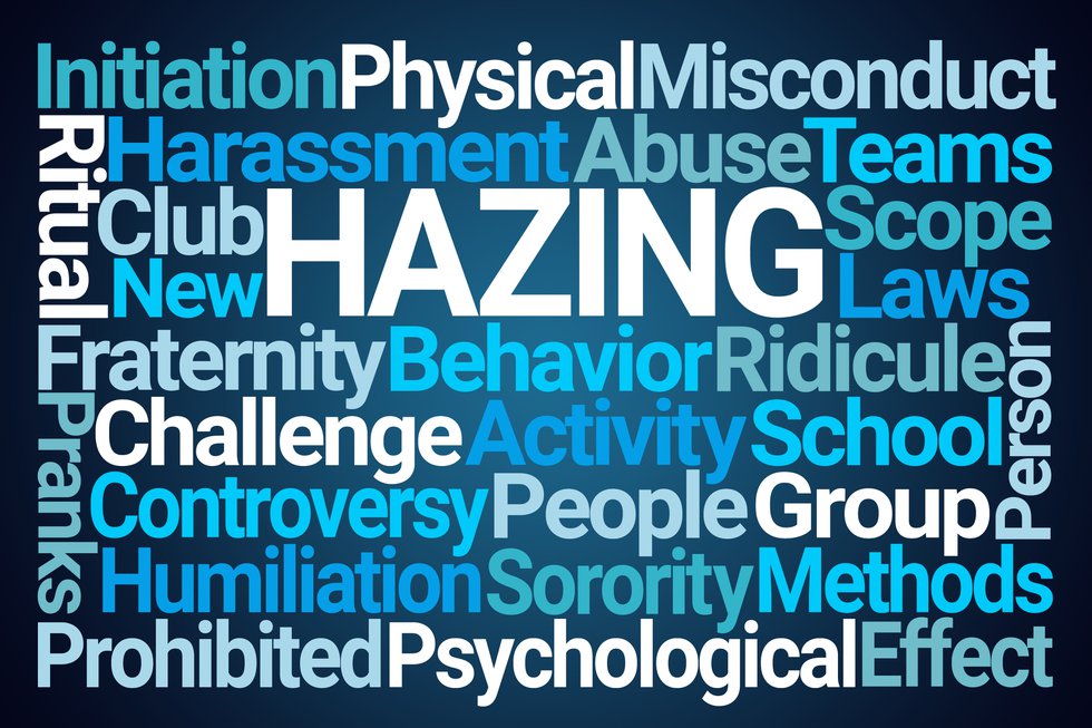 Hazing Word Cloud on Blue Background